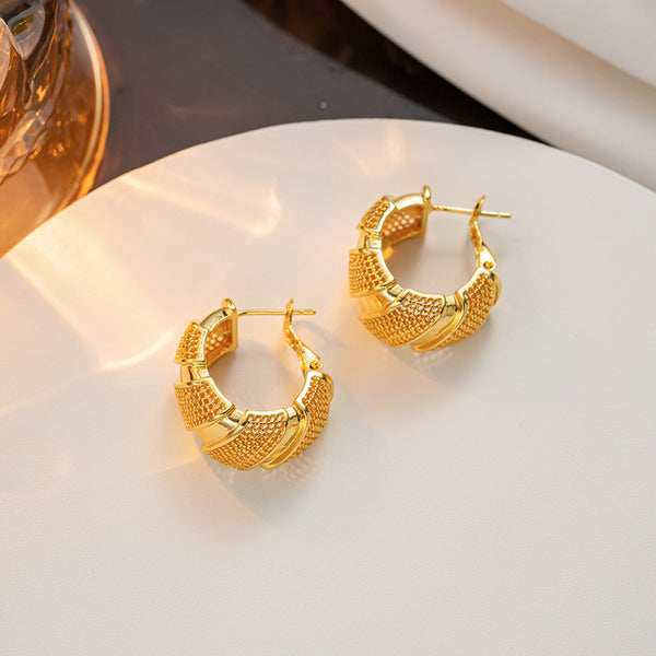 Retro Vintage Droplet Titanium Steel 18K Gold Plated Earrings