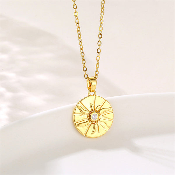 Minimalist Round Geometric Stainless Steel Electroplating Necklaces