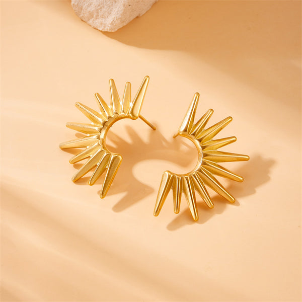 Fashion Fan-Shape Geometric Stainless Steel Electroplating Stud Earrings