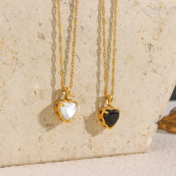 Fashion Heart Geometric Stainless Steel 18K Gold Plated Necklaces