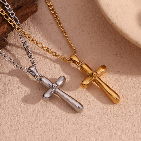 Fashion Cross Geometric Stainless Steel 18K Gold Plated Necklaces