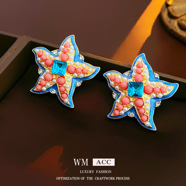 Medieval Starfish Geometric Alloy Electroplating Earrings