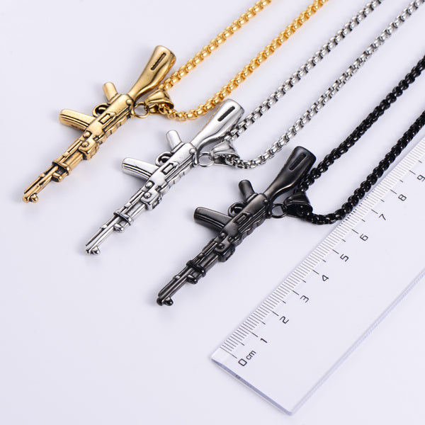 Retro Unisex Vintage Metal Retro Chain Vintage Pistol Stainless Steel Pendants