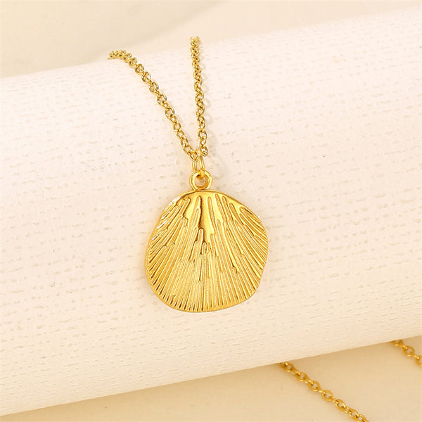 Natural Round Geometric Stainless Steel Electroplating Necklaces