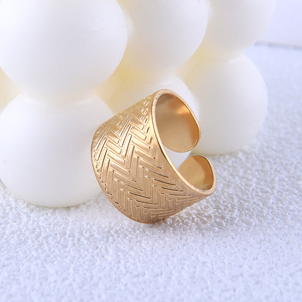 Punk Stripe Geometric Titanium Steel Electroplating Rings