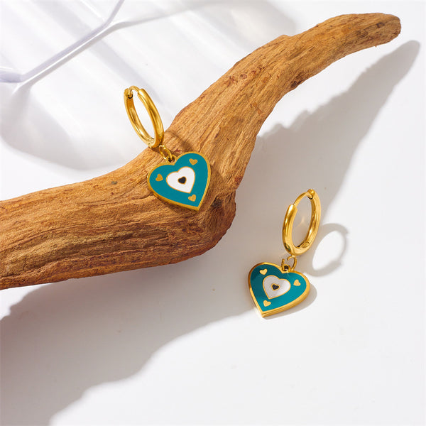 Heart Titanium Steel Electroplating Earrings