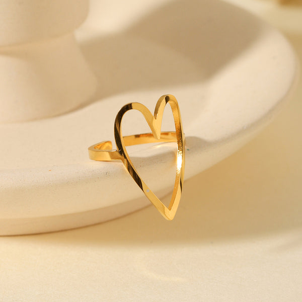 IG Style Ring Heart Geometric Heart Stainless Steel Electroplating Rings