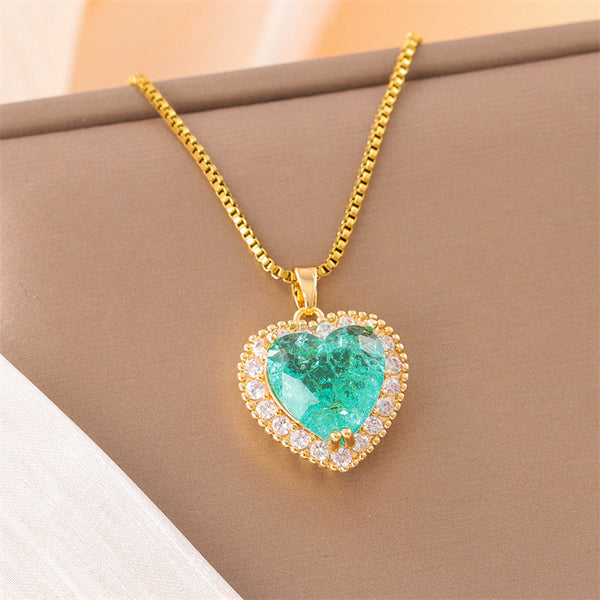 Natural Heart Stainless Steel Electroplating Necklaces