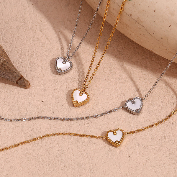 Fashion Heart Stainless Steel 18K Gold Plated Necklaces