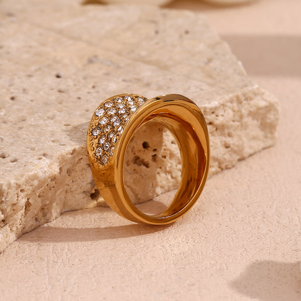 Fashion Niche Circle Geometric Stainless Steel 18K Gold Plated Rings