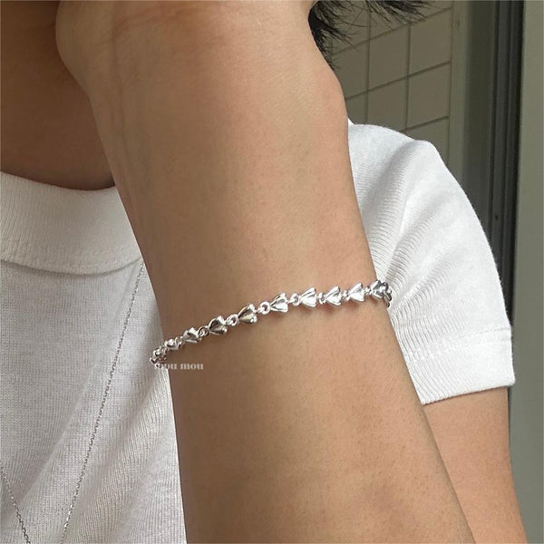 925 Sterling Silver Korean Heart Silver Handmade Bangles