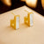 Korean Square Geometric Titanium Steel Electroplating Stud Earrings