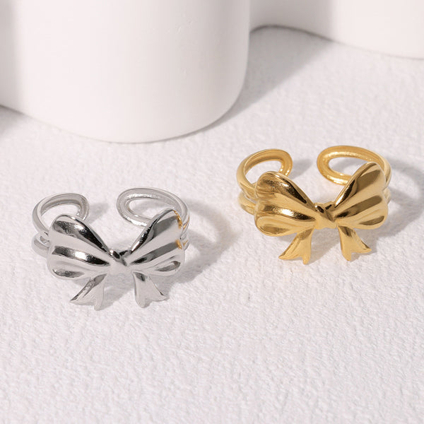 Open Ring Minimalist Bowknot Bowknot Stainless Steel Electroplating Rings