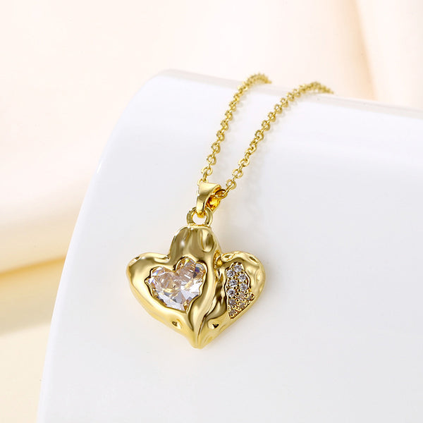 Women Minimalist Geometric Metal Heart Stainless Steel Electroplating Necklaces