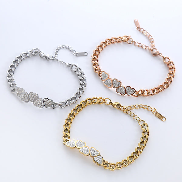 Natural Women Heart Geometric Stainless Steel Electroplating Bracelets