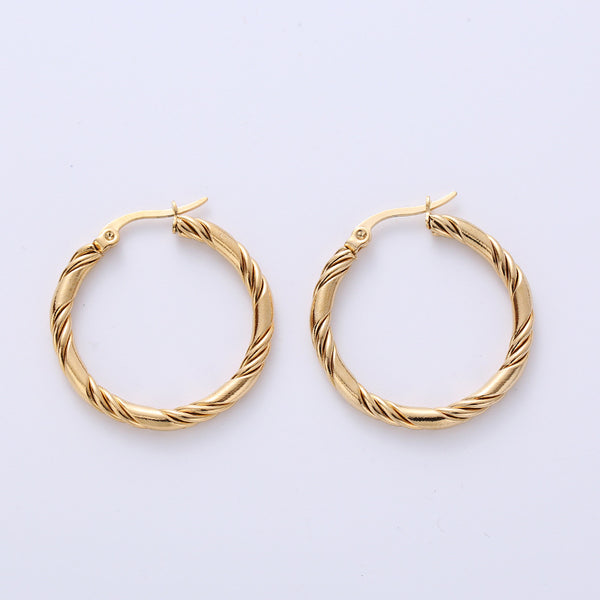 Elegant Twisted Geometric Stainless Steel Electroplating Earrings