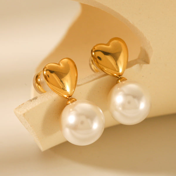 IG Style Pearl Geometric Stainless Steel Electroplating Earrings