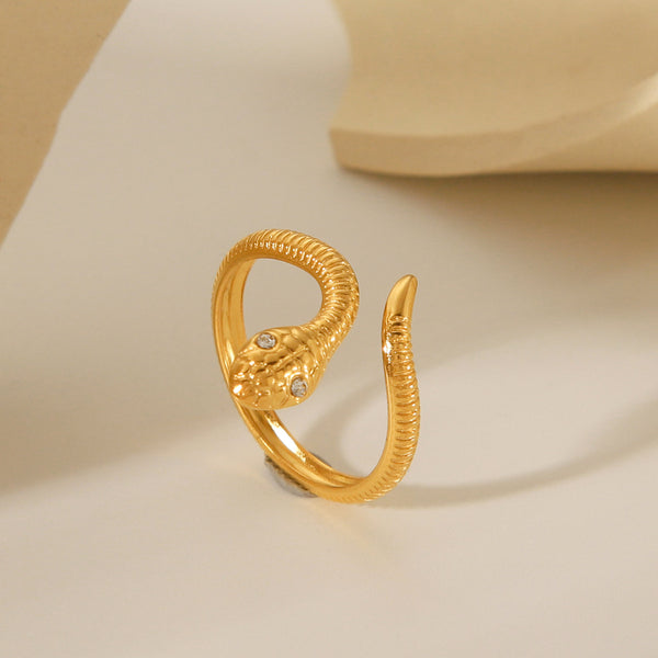 IG Style Ring Snake Chinese Zodiac Geometric Animal Stainless Steel Electroplating Rings