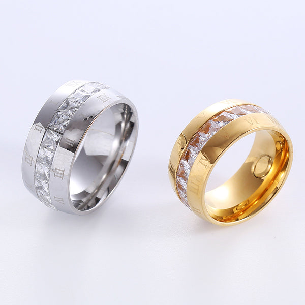 Moderate Luxury Stripe Circle Round Stainless Steel Electroplating Rings