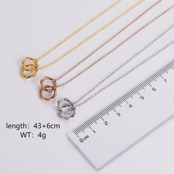 Expressive Double Circle Geometric Stainless Steel Electroplating Necklaces