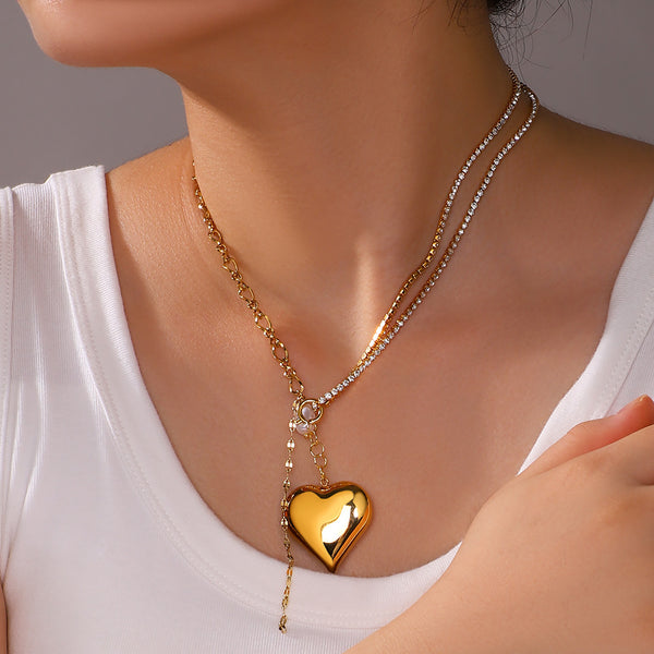 IG Style Irregular Heart Heart Geometric Stainless Steel Electroplating Necklaces