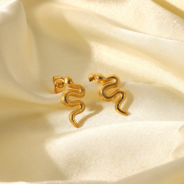 IG Style Snake Stainless Steel 18K Gold Plated Earrings