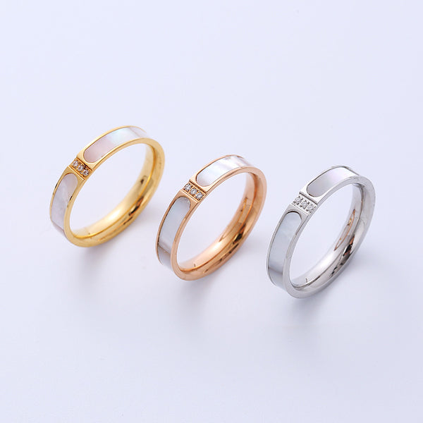 Natural Women Metal Shell Diamond Crown Titanium Steel Polishing Rings