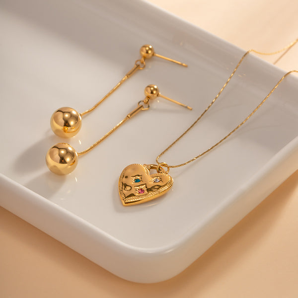 IG Style Heart Stainless Steel 18K Gold Plated Necklaces