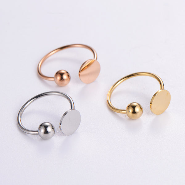 Minimalist Stripe Circle Round Stainless Steel Electroplating Rings