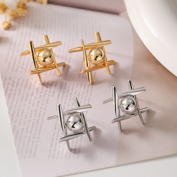 Irregular Geometric Copper Electroplating Stud Earrings