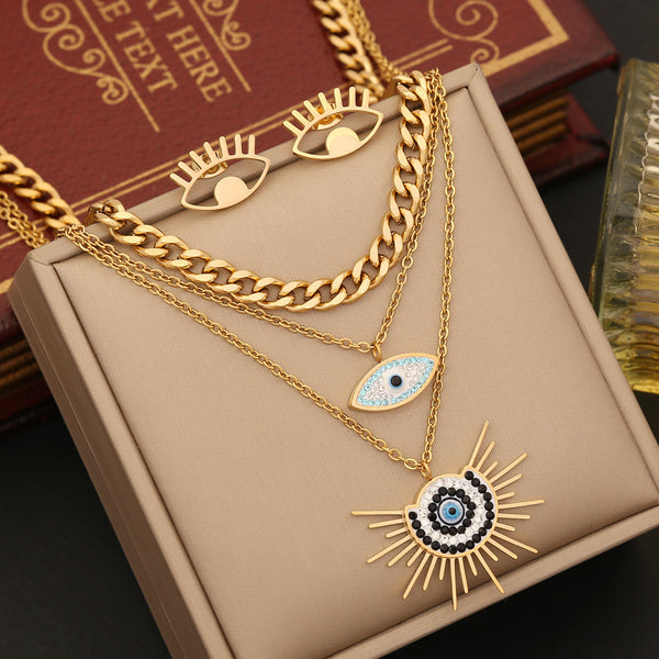 Expressive Eye Stainless Steel Electroplating Necklaces