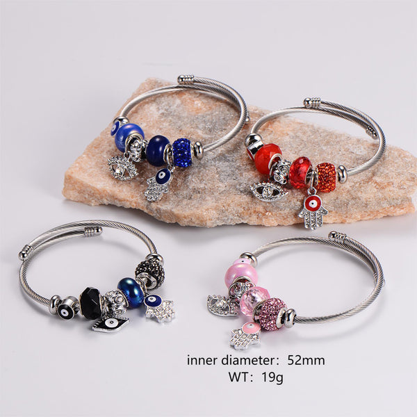 Women Number Text Letter Stainless Steel Bangles