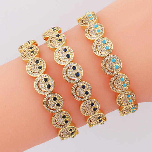 Vintage Retro Women Diamond Smile Zircon Bangles