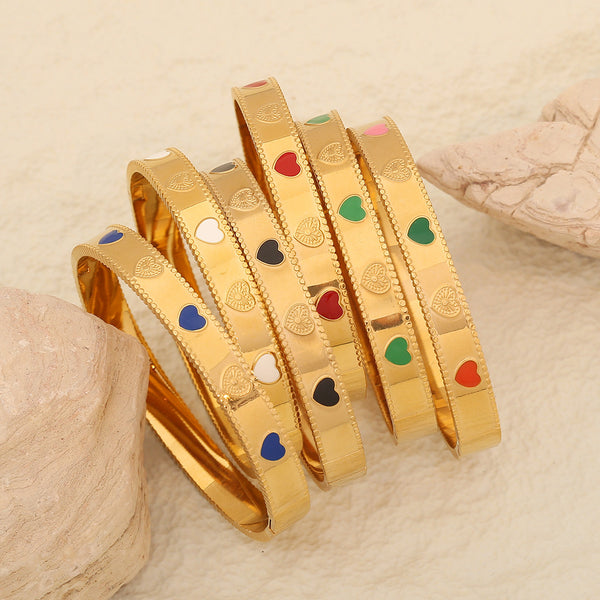 Vintage Retro Heart Stainless Steel Electroplating Bangles