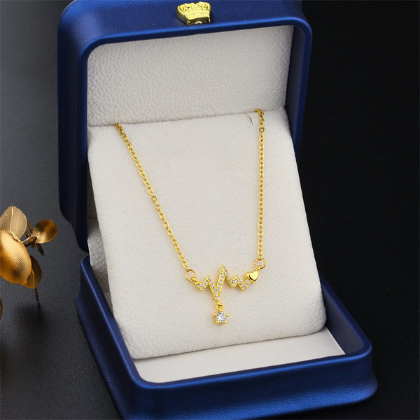 Korean East Asia Symbol Geometric Titanium Steel 18K Gold Plated Necklaces