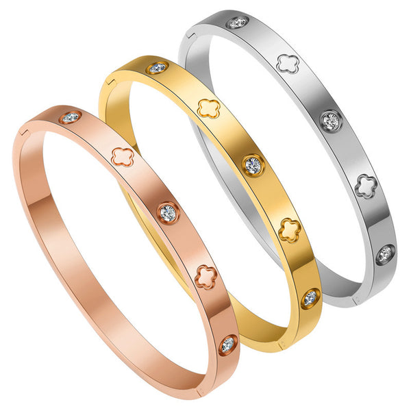 Ellipse Titanium Steel 18K Gold Plated Bangles