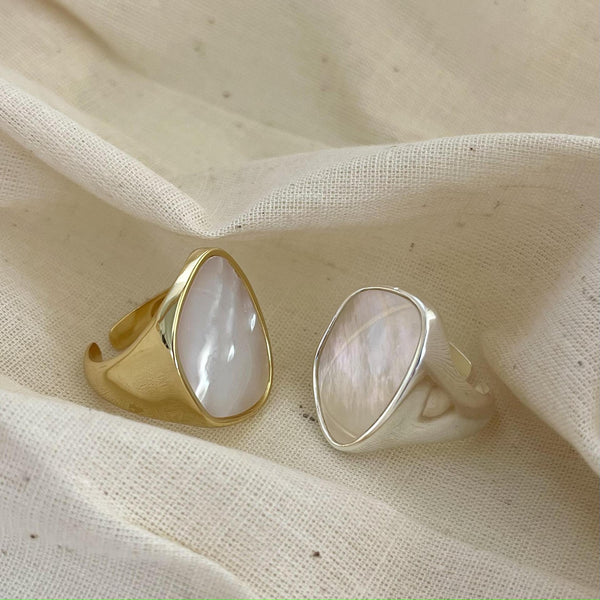 925 Sterling Silver Women Shell Silver Silver Plating Rings