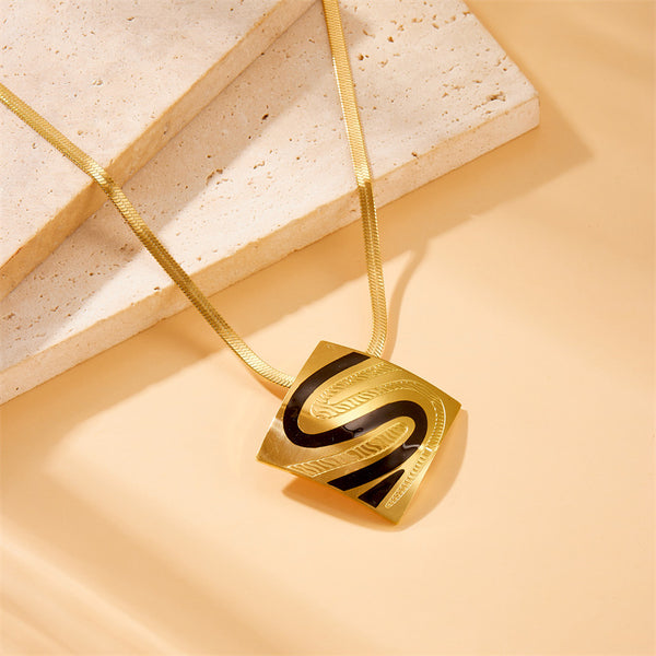 Fashion Square Geometric Stainless Steel Electroplating Necklaces