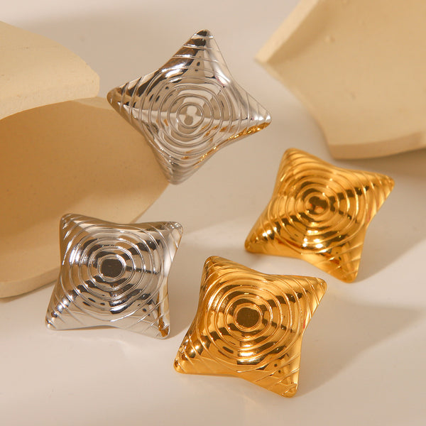 IG Style Quadrilateral Geometric Stainless Steel Electroplating Earrings