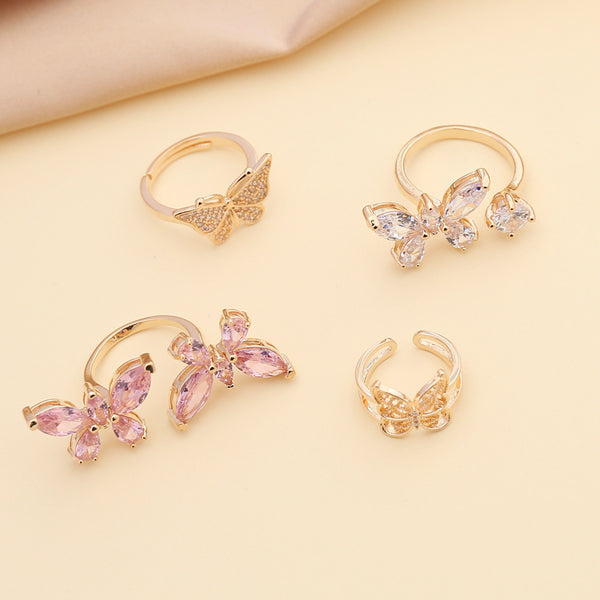 Women Bowknot Metal Electroplating Rings