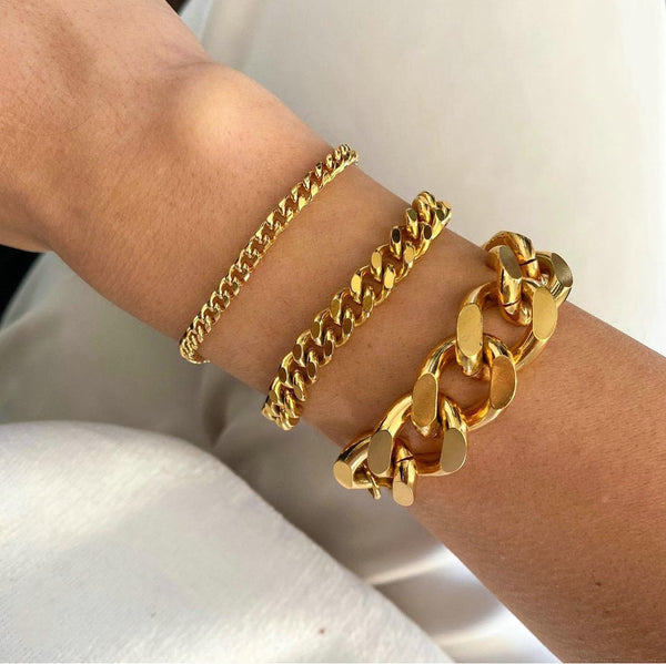 Women IG Style Chain Geometric Stainless Steel 18K Gold Plated Bracelets