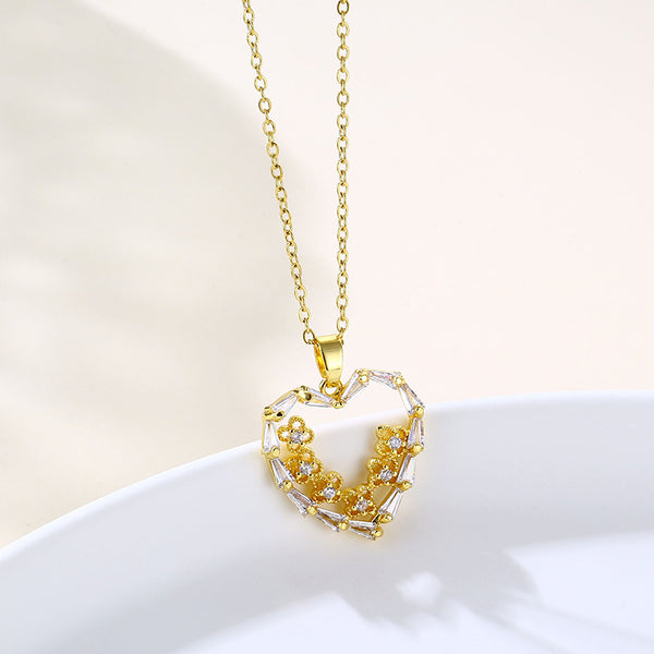 Women Minimalist Geometric Metal Heart Stainless Steel Electroplating Necklaces