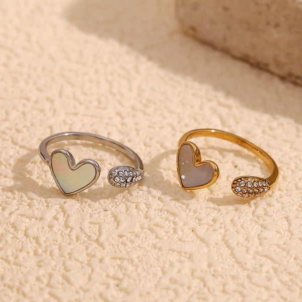 Niche Fashion Heart Stainless Steel Electroplating Rings