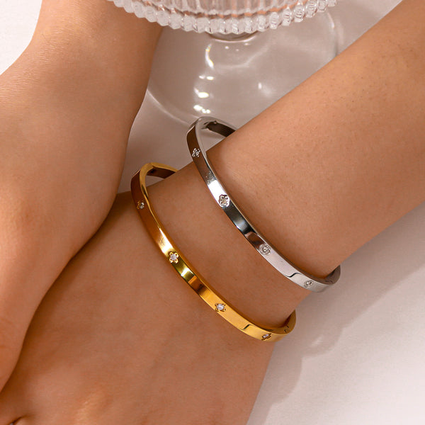 IG Style Irregular Stainless Steel Electroplating Bangles