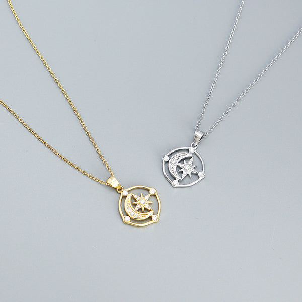 925 Sterling Silver Minimalist Pentagram Octagram Geometric Silver Electroplating Necklaces