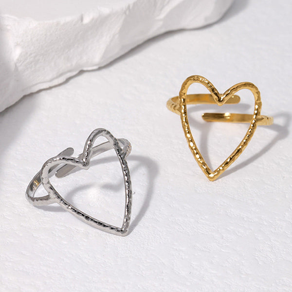 Cute Heart Stainless Steel Electroplating Rings