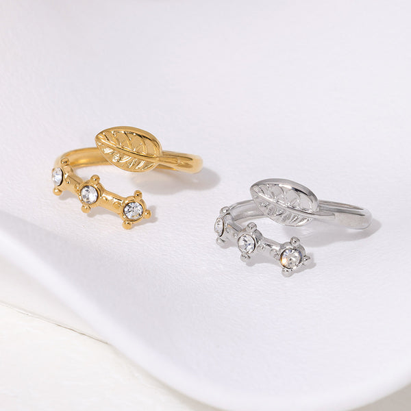 Open Ring Minimalist Leaf Stainless Steel Electroplating Rings