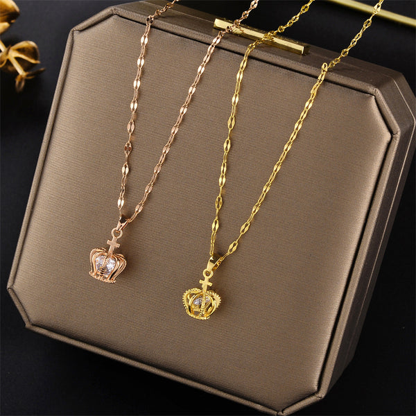 Natural Geometric Titanium Steel 18K Gold Plated Necklaces