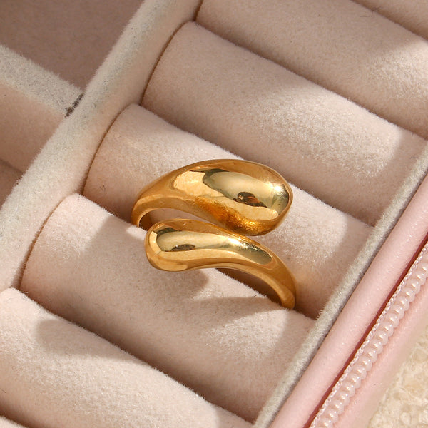 Women Fashion Snake Geometric Stainless Steel 18K Gold Plated Rings