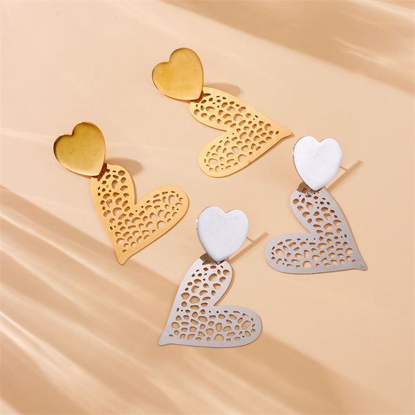 Fashion Heart Heart Stainless Steel Electroplating Earrings